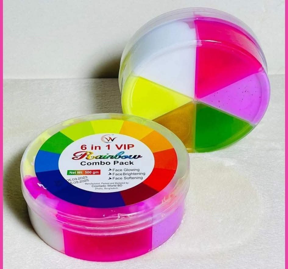 (⧍ āĻĒāĻŋāĻ ā§§ā§Ļā§Ļā§Ļ āĻā§āϰāĻžāĻŽ) 6 in 1 VIP Rainbow Combo Face Pack - 1000gm