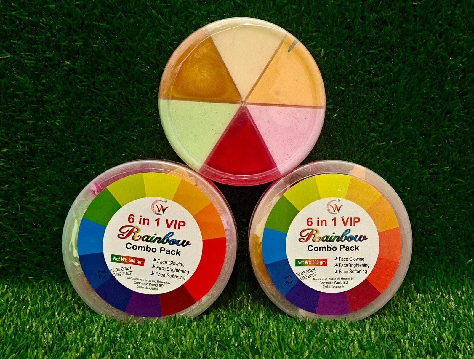 (ā§Š āĻĒāĻŋāĻ ā§§ā§Ģā§Ļā§Ļ āĻā§āϰāĻžāĻŽ) 6 in 1 VIP Rainbow Combo Face Pack - 1500gm