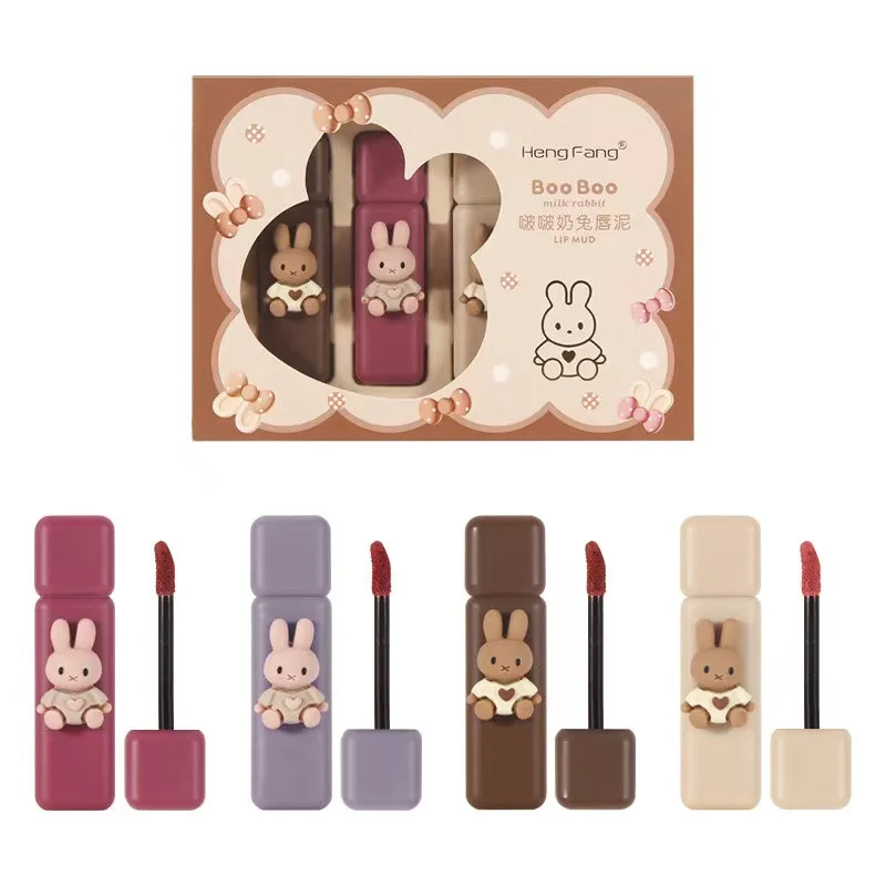 Heng Fang Boo Boo Milk Rabbit Lip Mud 4 Pieces Set