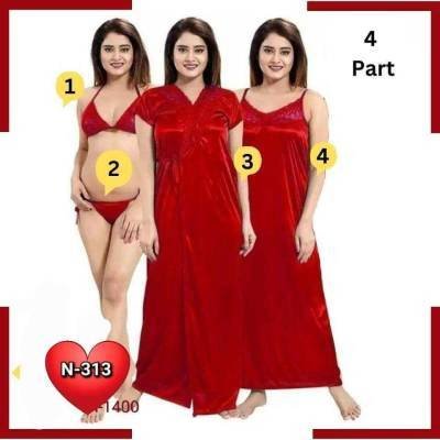 Premium 4 Part Night Dress (Red)