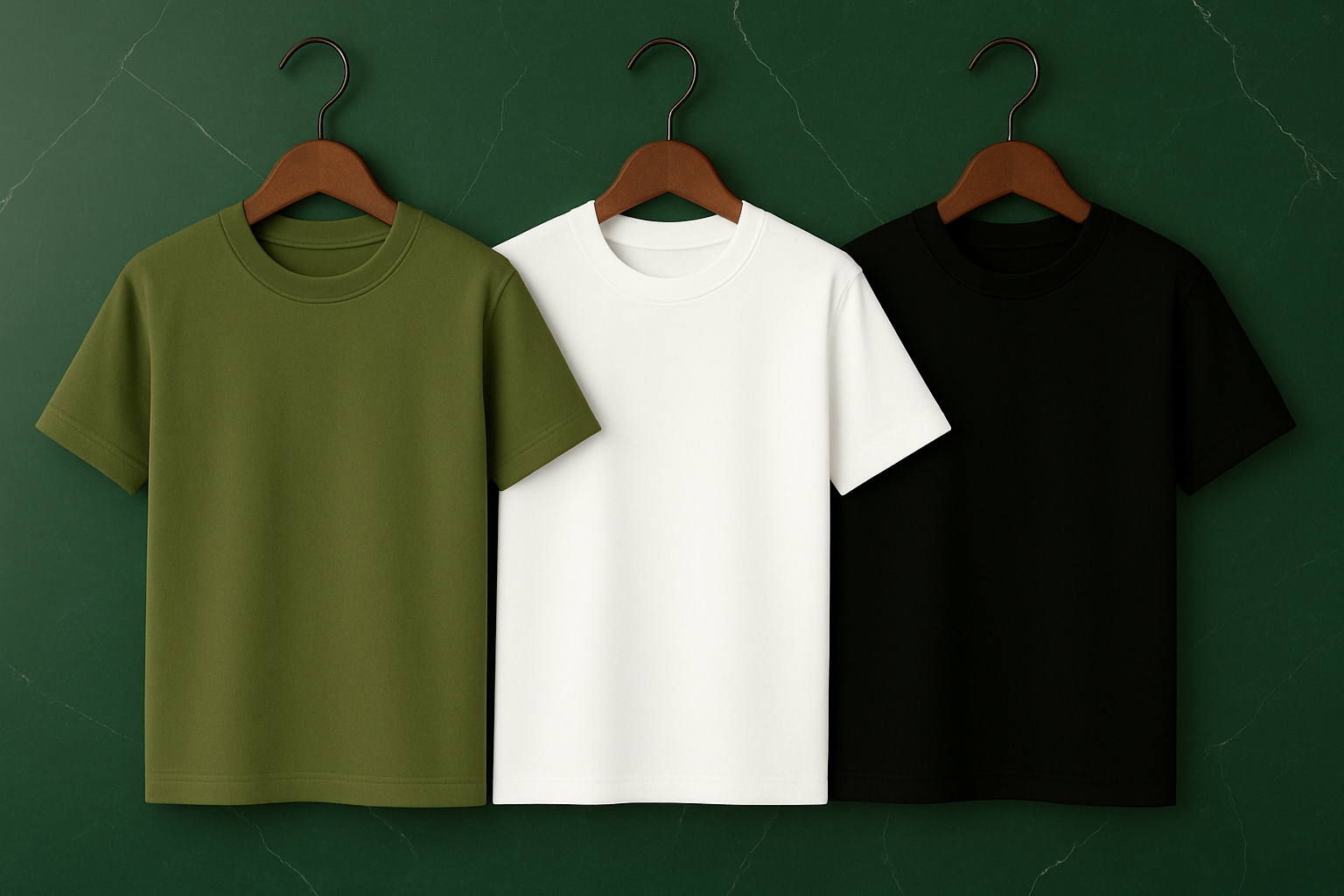 Premium Solid T-Shirt For Men â Olive,White,Black